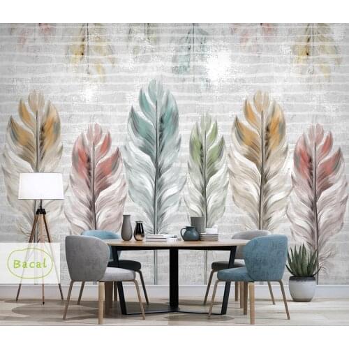 Bacal Custom 3D Photo Wallpaper Modern colorful feather Wall Mural WallPapers Living Room Sofa TV Background papel de parede 3d