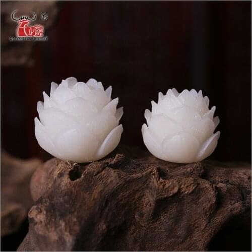 Natural Palm Fruit bead Hand-carved lotus beads White flowers bead for jewelry making Yoga bracelet necklace bodhi DIY beads