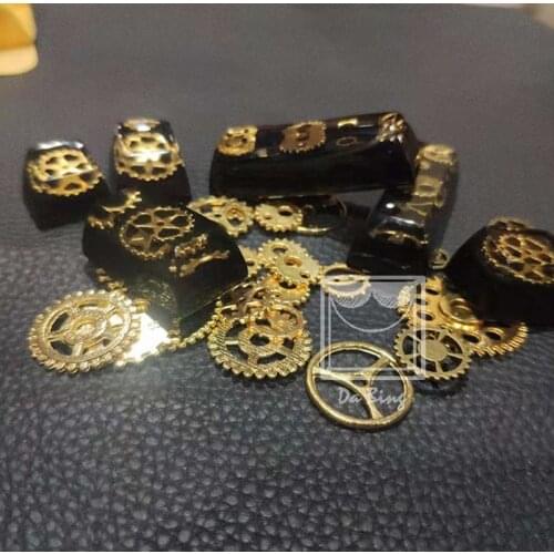 Customized Cherry Mx Switch Mechnical Keyboard Backlight Resin Keycaps OEM SA Profile Gear Pointer Design Keycaps Replacement