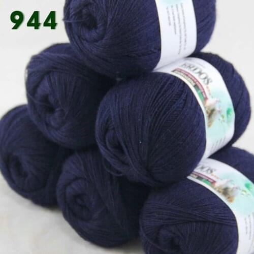 Lot of 6 Skeins Fine Lace Soft Wool Acrylic Cashmere Yarn Knitting DarkNavy 944