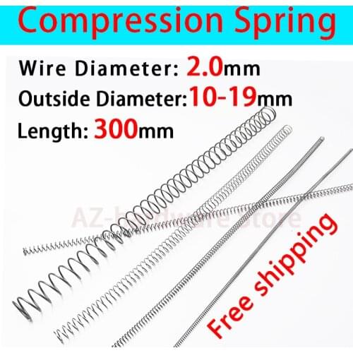 Compressed Spring Pressure Spring Wire Diameter 2.0mm, Outer Diameter 10mm-19mm, Length 300mm Release Spring Return Spring 1 Pcs