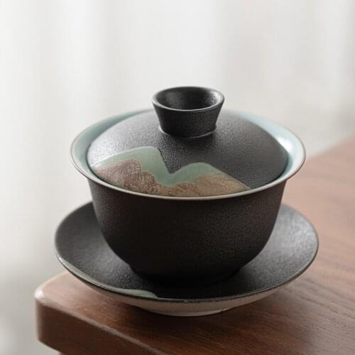 Chinese Dehua Ceramic Gaiwan Kung Fu Tea Set 180ml Crane Ceramic Tea Cup Ceramic Bowls Handmade Chinese Gaiwan