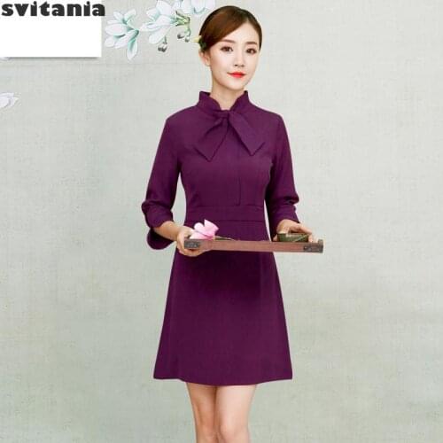Beauticians Work Clothes Dress, Hairdressing And Manicure, Front Desk Shopping Guide, Dress, 7-point Sleeve Work Uniform