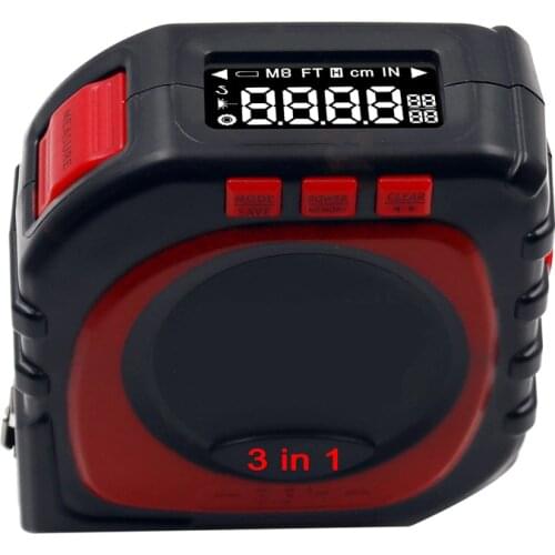 Profession Measure 3-in-1 Digital Tape Measure String Laser Roller Sonic Modes Measuring King Tools Roll Cord Mode High Accuracy