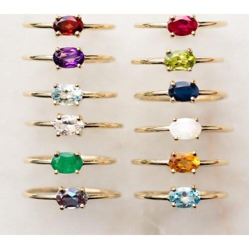 Rhinestone Birthstone Rings For Women Girls Zircon Crystal Zodiac Ring Vintage Engagement Wedding Rings Friendship Jewelry Gifts