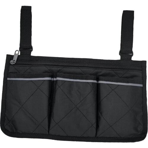 Walker Bag Wheelchair Side Hanging Bag Armrest Pouch Reflective Pocket Holder Rollator Organizer For Scooters Mobility Chairs