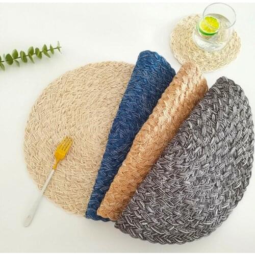 Table Mat Heat Insulation Braided Design Compact Three Strand Thickened Insulation Placemats for Kitchen
