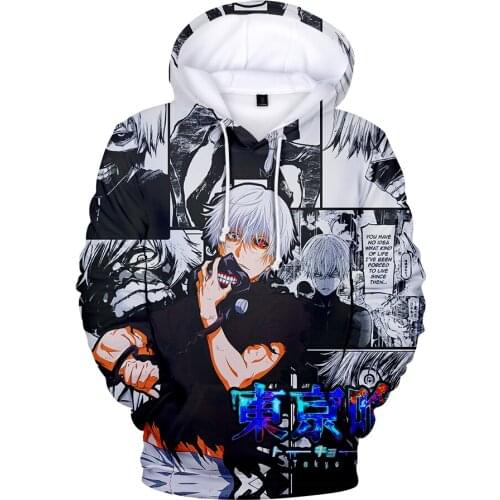 Popular Anime Tokyo Ghoul 3D Hoodies Men Women Autumn Winter Hip Hop Kaneki Ken Sweatshirts Fashion Cool Printed Teen Clothes