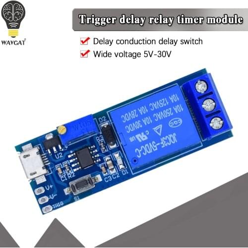 5V-30V Delay Relay Timer Module Trigger Delay Switch Micro USB Power Adjustable Relay Module Free Shipping