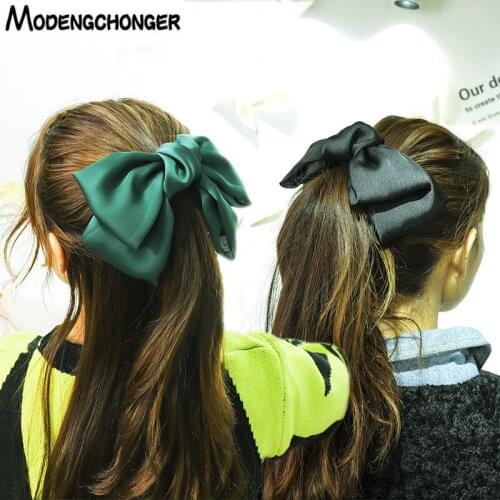 2020 High Quality Big Large Hair Bow Barrettes 2 Layers Chiffon Hair Clips For Women Hairgrips Ponytail Clips Hair Accessories