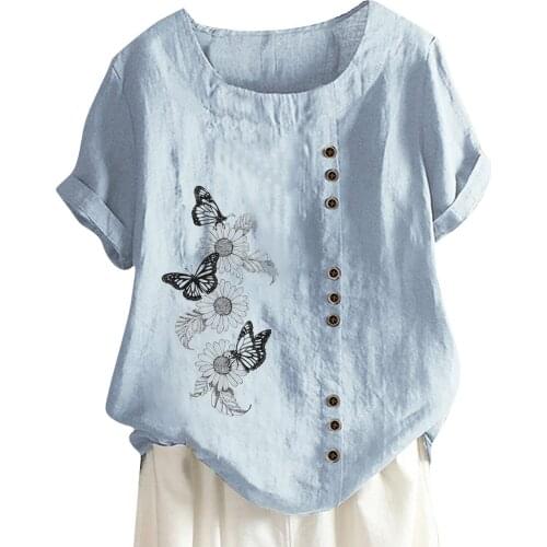 Women Casual Floral Print Blouse And Tops 2021 Casual Loose Buttons Tops Femininas Blusas Work Top Chemise Blusa Feminina