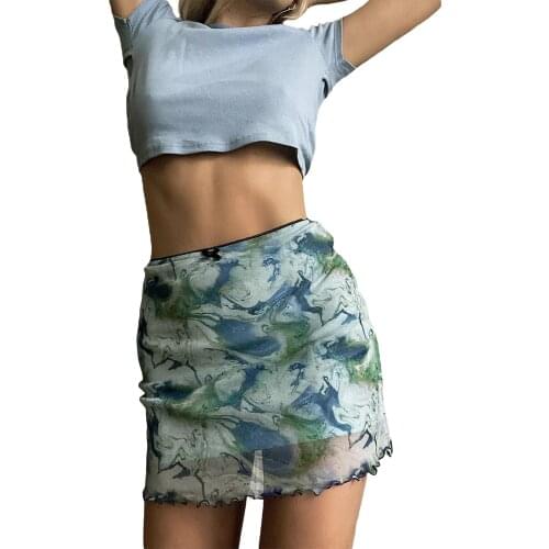 2021 Ladies Country Style Bust Skirt Women Summer Temperament Daisy/Oil Painting Printing Stringy Selvedge Short Skirt