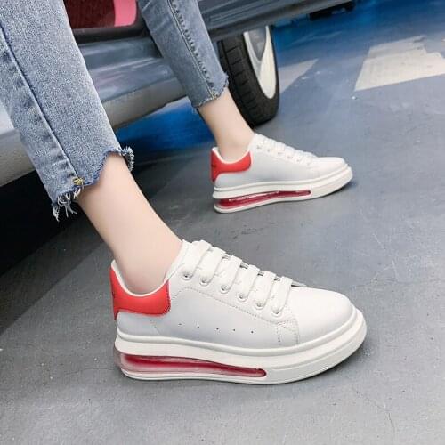 Pop White Sneakers Womens Pop Vulcanize Shoes High quality HIP HOP Shoes Platform Lace-up running Shoe platform PU Leather