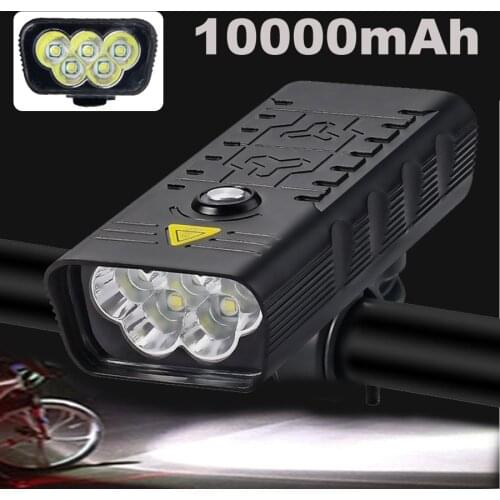 10000mAh Bike Light USB Rechargeable Bicycle Light Waterproof Bike Headlight 5T6 LED Super Bright Flashlight Bicycle Accessories