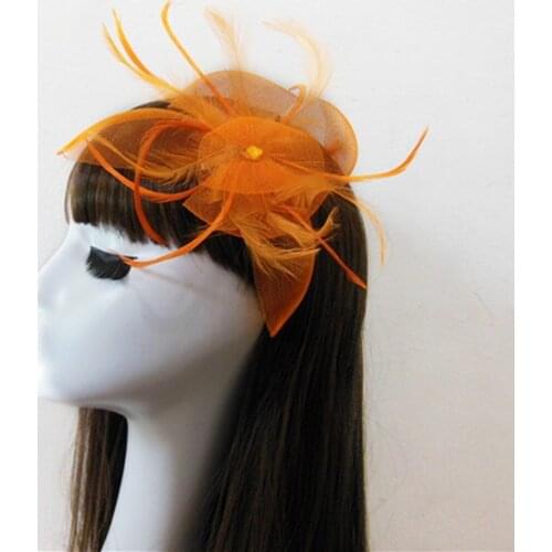 12 X New Fashion Feather Hair Fascinator Hair Clip Wedding Party Bride Woman Girls Flower Hair accessories Mini Top Hat 6 Colors