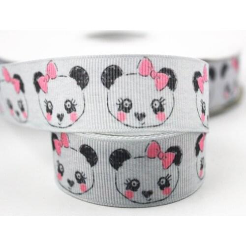 16mm/22mm/25mm/38mm/75mm panda print grosgrain ribbon 10/25/50yards DIY gift wrap sewing wedding decor ribbon
