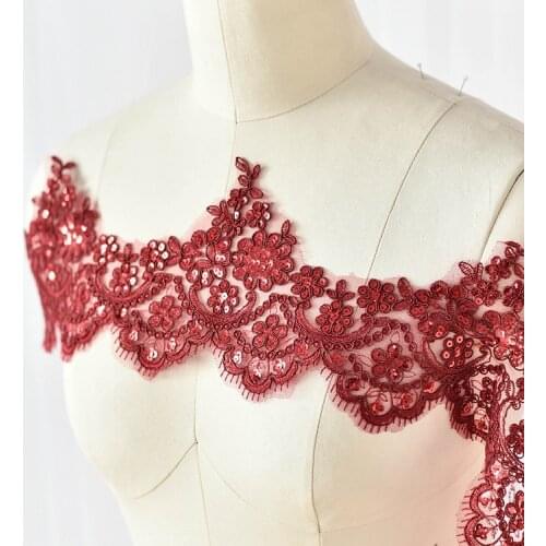 3Yards/Lot 8color Refined Luxury with Continental Car Bone Sequined Lace Wedding Dress Accessories Lace Trim RS883