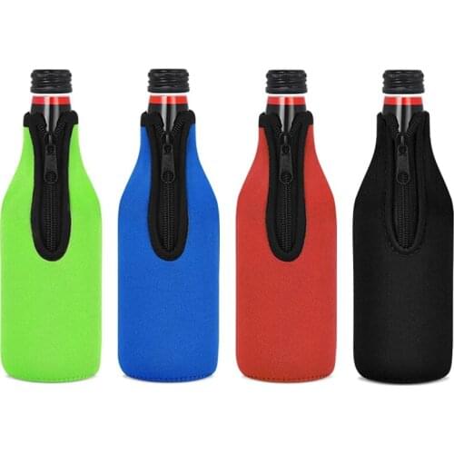 4 Pack Beer Bottle Insulator Sleeve Keep Drink Cold,Zip-Up Bottle Jackets,Beer Bottle Cooler Sleeves,Neoprene Cover