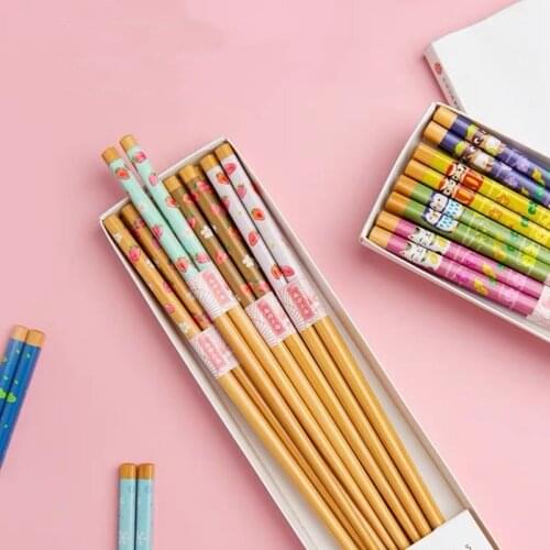 Bamboo Children Chopsticks Set Party Servies палочки для еды Japanese Style Creative Cute Home Family Non-Slip High-Value Couple
