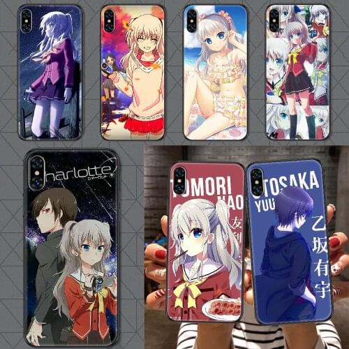 Charlotte Anime Nao Tomori Phone Case Cover Hull For iphone 5 5s se 2 6 6s 7 8 12 mini plus X XS XR 11 PRO MAX black luxury