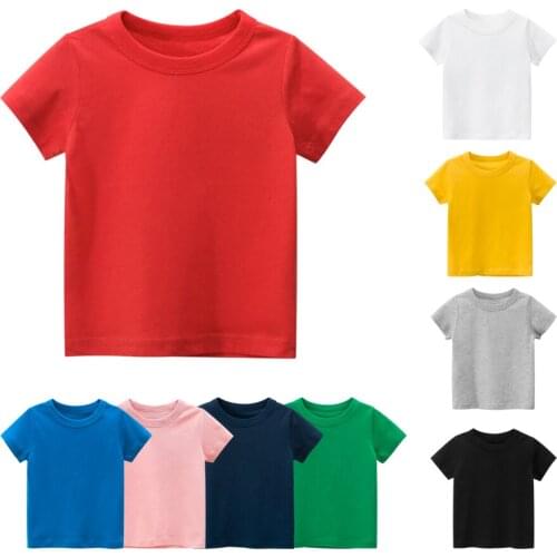 Childrens Clothing Boys Short Sleeve T-Shirt Kids Pure Color 2-8Y Baby Boy Cotton Clothes Boys T-shirts