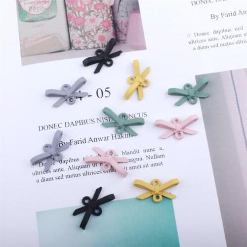 Double hanging small bow DIY Korean jewelry accessories spray paint rubber paint alloy small pendant bracelet pendant