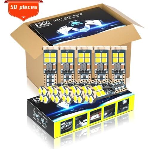 DXZ 50PCS Canbus W5W T10 LED Bulbs 12-SMD 168 194 6500K 12V/24V White Car Interior Map Dome Light Clearance Light Auto Lamp