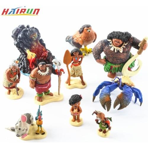 Cartoon Moana Princess Legend Vaiana Maui Chief Tui Tala Heihei Pua Action Figure Decor Toys For Kids Birthday Gifts 10PCS/Set