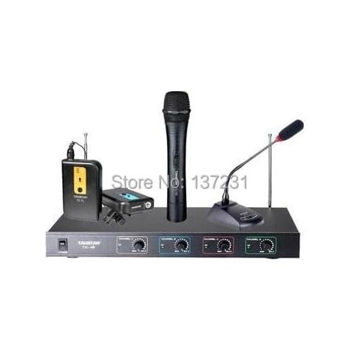Hot selling Takstar TC-4R 4-channel VHF Wireless Microphone System(1-Receiver+1-TD+1-TH+2-TL) FREE SHIPPING