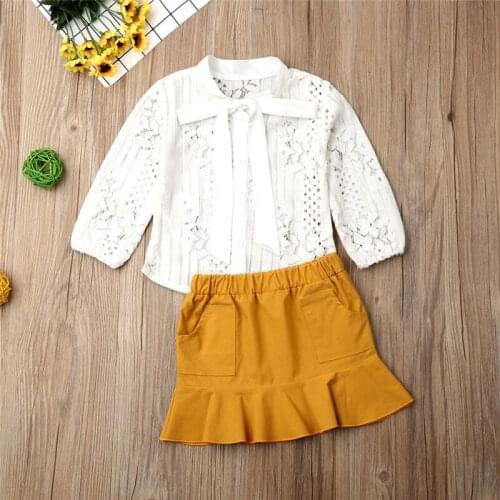 Newborn Infant Baby Girl Lace White Tops+High Waist Skirt New Year Outfits Set Girls Dress Suits Winter Baby Clothes 18M-6Y
