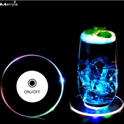 3 PCS LED Cocktail Flash Base Bar Club Wine Glass Bottle Coaster Night Light Colorful Mat Coffee Tea Cup for Holiday Party KTV