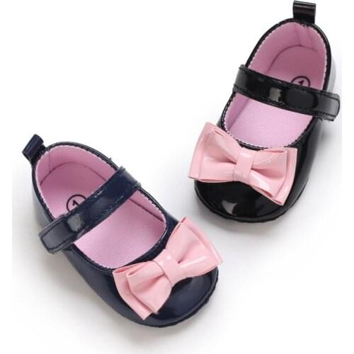 Newborn Baby Girls Moccasins Princess Shoes Infant Crib Shoes Patent Leather Bow-knot Soft Sole Baby Little Girl Shoes 0-18M