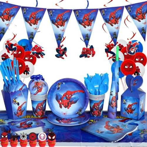 Marvel Superhero Spiderman Party Disposable Tableware Plate Cup Tablecloth Kids Birthday Party Baby Shower Decorations Supplies