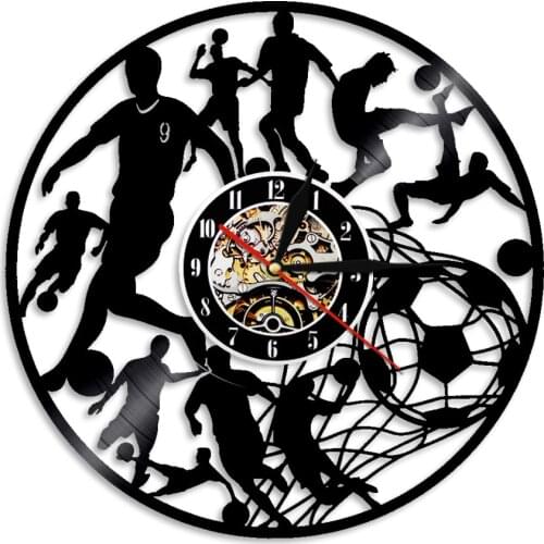 Playing Soccer Vinyl Record Watch Wall Clock Decor Football Clock Modern Wall Clock Room Decor Wall Art Handmade Gifts