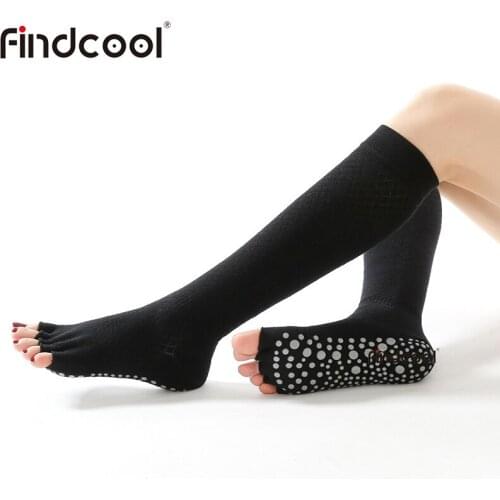 Findcool Yoga Non-skid Slipper Socks Five-finger Fitness Stocking Cotton Sports Socks for Running