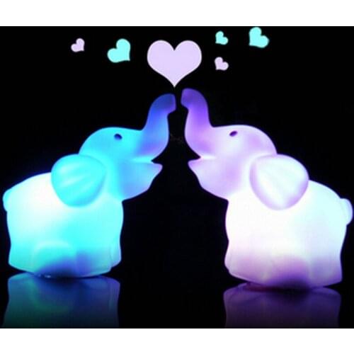 2018 Novelty Elephant Lighting LED Night Light For Children Baby Kids 7 Colors Changeable Switch Night Lamp Led Bar Light