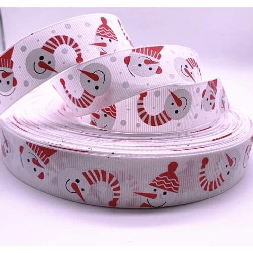 New 5yards 25mm(1") Grosgrain Ribbon Printed Christmas Pattern for Wedding Decoration DIY Sewing Handmand Crafts #15