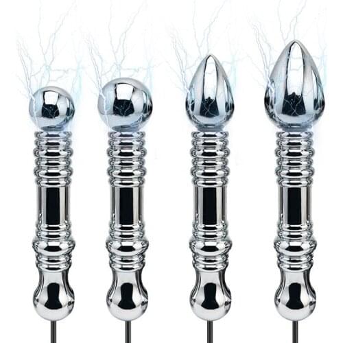 New small Huge Bi-polar electro shock Vaginal tight Butt Plug Metal Anal beads Prostate Electrical Stimulator G spot Sex Toy