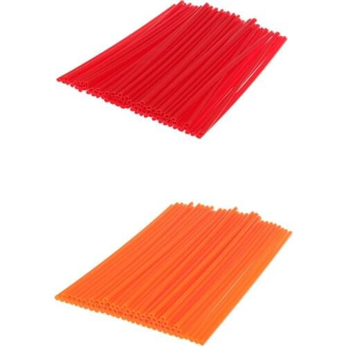 Wheel Spoke Wraps Covers Rims Skins Guard Motorcycle Pit Dirt Orange+Red