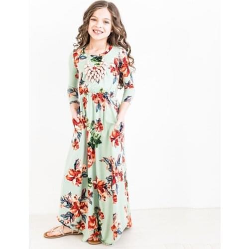 Babyinstar Girl Dress Flower Long Maxi Dresses for 2-10Yrs Baby Girls Clothing New Fashion Style Autumn Kids Floral Dresses
