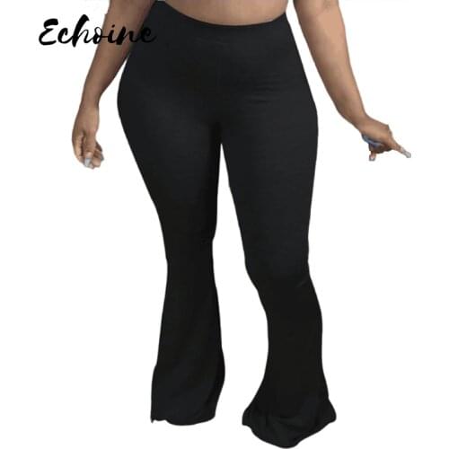 Casual S-4XL Plus Size Women Elastic Wide Leg Flare Pants Leggings High Waist Trousers Solid Draped Jogger Pants Sweatpants