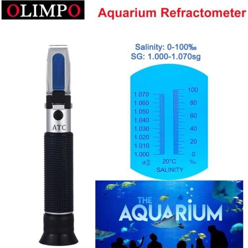 Refractometer Salinity 0-100ppt Salt 1.000-1.070sg for Aquarium Saltwater Brackish Marine atc Salinity Refractometer Aqurium