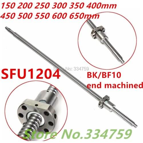SFU1204 150 200 250 300 350 400 450 500 550 600 650 700 800 mm C7 ball screw with 1204 flange single ball nut BK/BF10 machined