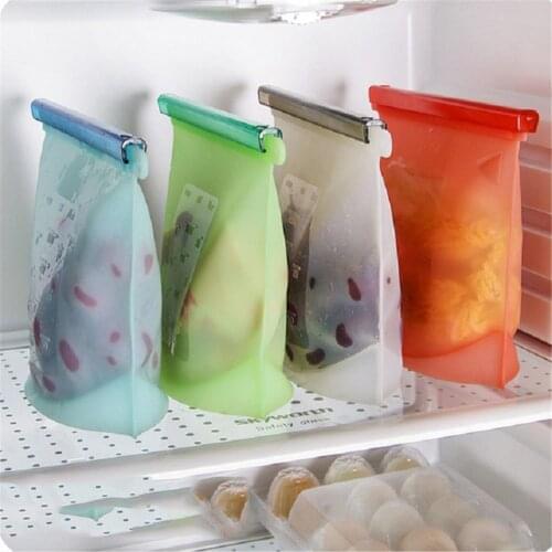 Silicone reusable vacuum food bag sealer storage saver bags for refrigerator food fresh keeping storage sealer