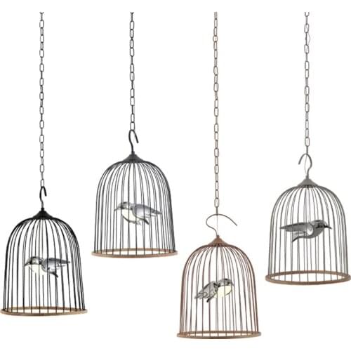 Nordic Iron Birdcage Bird Pendant Lights Restaurant Art Deco Hanging Lamps Home Living Room Bedroom Corridor Chinese Luminaires