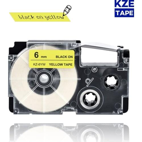 6mm Casio Black on Yellow compatible label tapes XR6YW XR 6YW XR-6YW for KL-60 typewriter KL-60SR KL120 EZ Label Maker