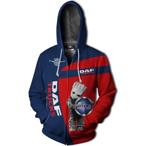 DAF Logo Truck Hoodie Oversized Jacket Fashion Casual Pullover 3D Printing Hip Hop Sportswear Mens Cool Sweatshirt Racing Top