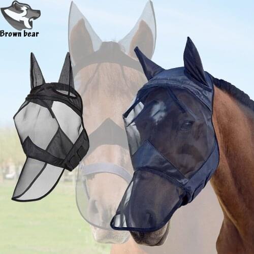 Pet Supplies Horse Mask Nasal Cover Horse Fly Mask Horse Full Face Mask Ears Accessorie Horse Riding Breathable Meshed Protector