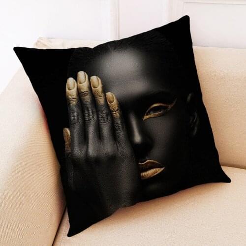 African Women Cushion Cover Square Cotton Linen Decorative Pillow Cover Sofa Bed Printed Pillow Case Covers Poszewka Dekoracyjna