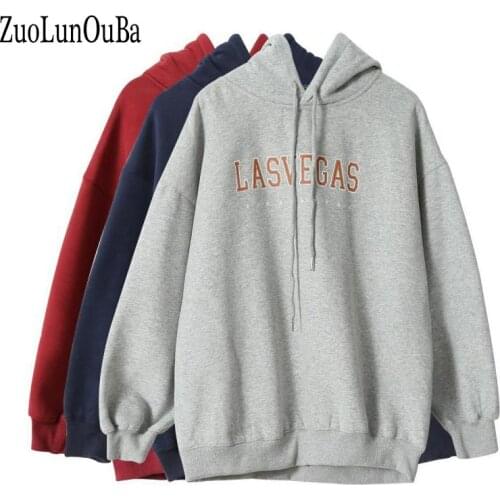 ZuoLunOuBa Autumn Winter Casual Women Hoodie Sweatshirt Fleece Warm Long Sleeved Letter Print Pullover Loose Tops Coat